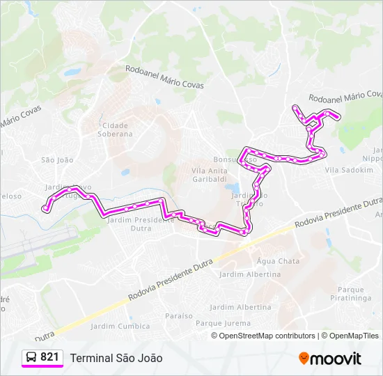 821 Bus Line Map