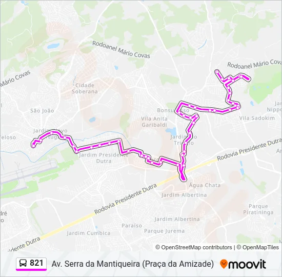 821 Bus Line Map