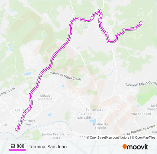 880 Bus Line Map