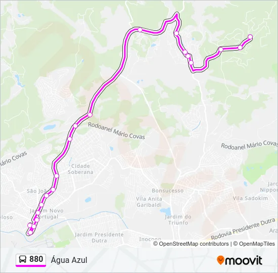 880 Bus Line Map