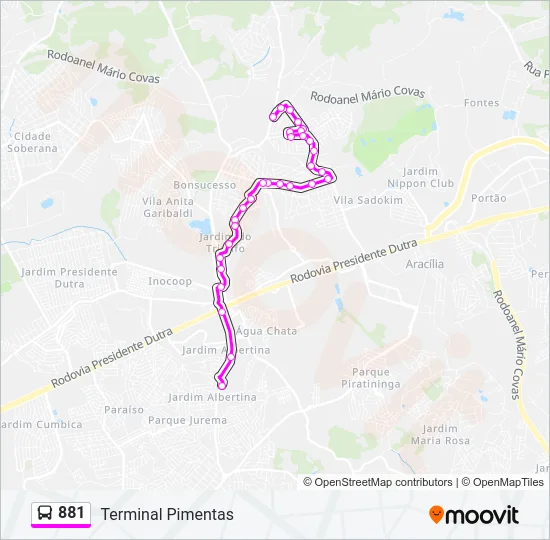 881 Bus Line Map