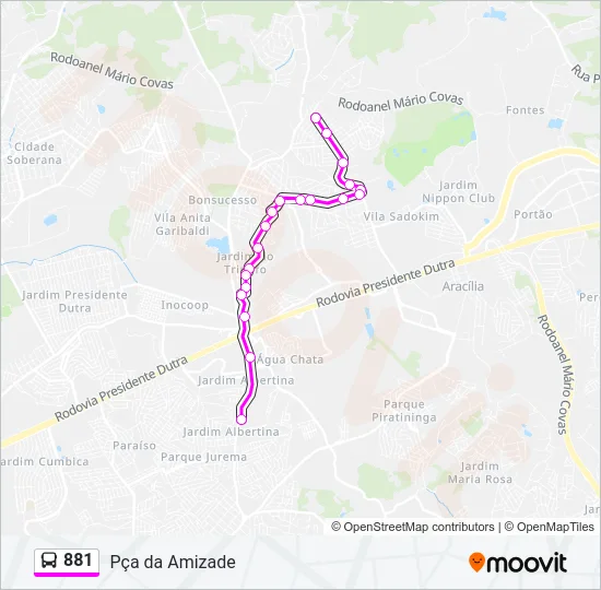 881 Bus Line Map