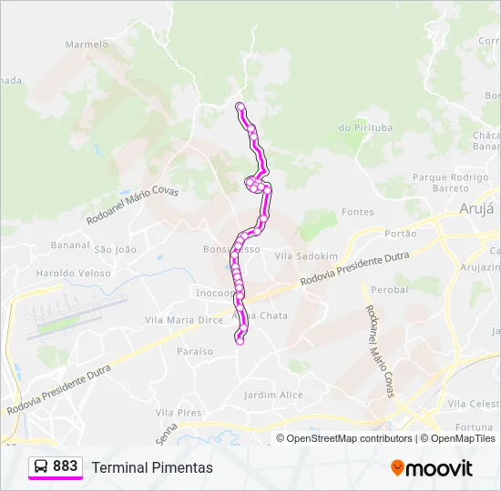 883 Bus Line Map