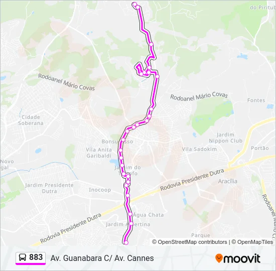 883 Bus Line Map