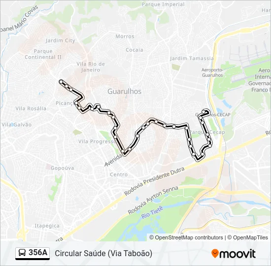 356A Bus Line Map