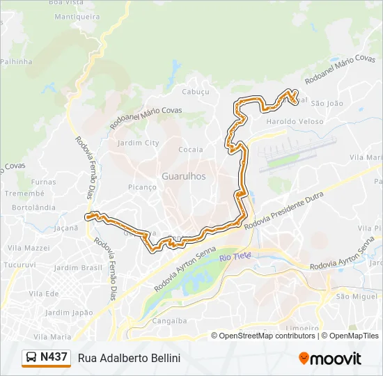 N437 Bus Line Map