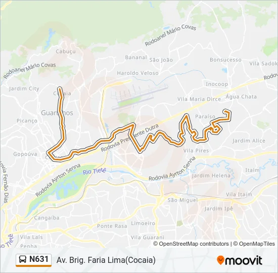 N631 Bus Line Map