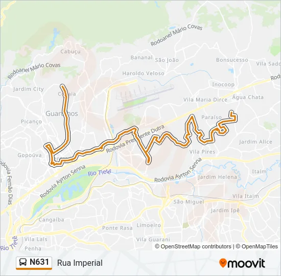 N631 Bus Line Map