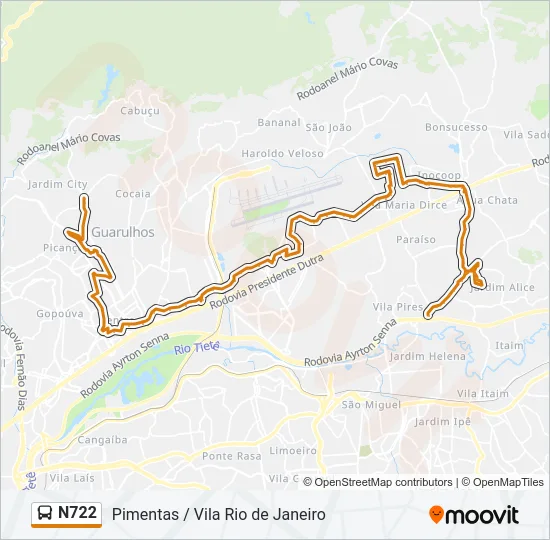 N722 Bus Line Map