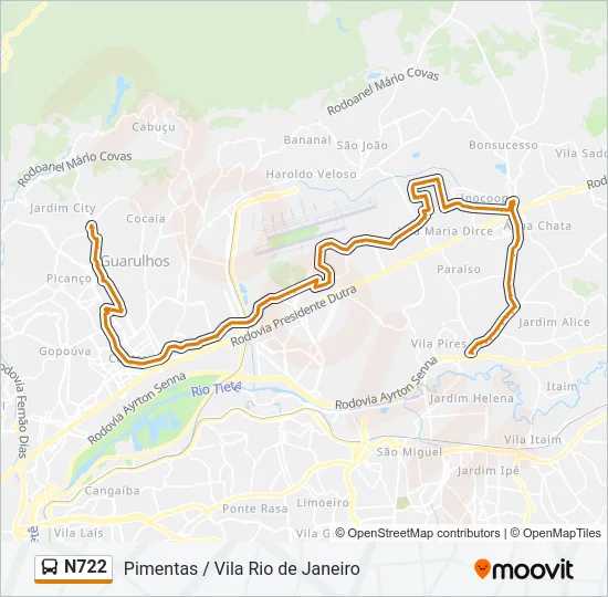 N722 Bus Line Map