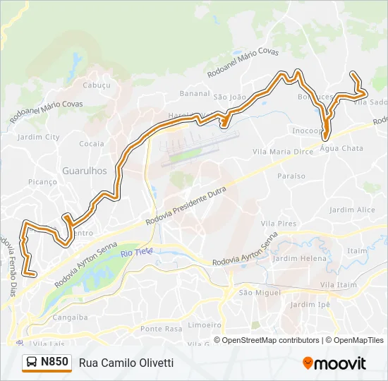 N850 Bus Line Map