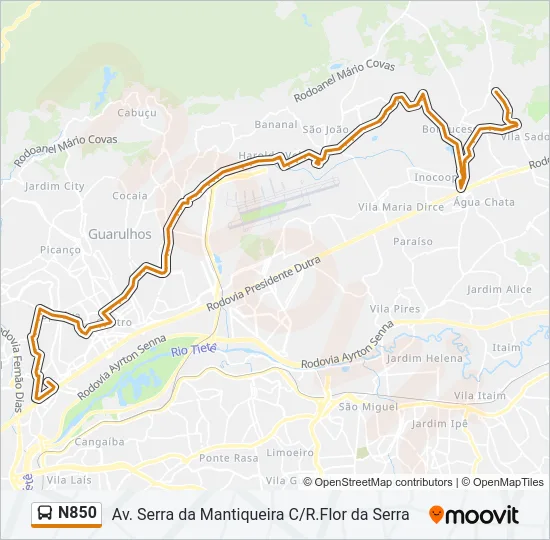 N850 Bus Line Map
