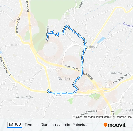 38D Bus Line Map