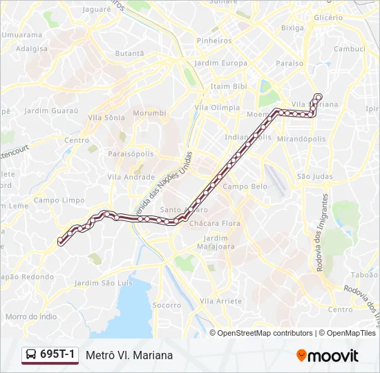 695T-1 Bus Line Map
