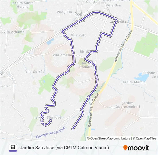 012 NOVA POÁ / SÃO JOSÉ (VIA ESTAÇÃO) Bus Line Map