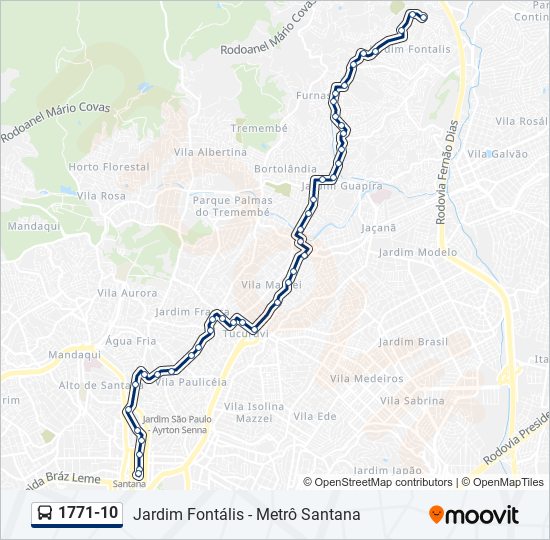 Mapa da linha 1771-10 de ônibus