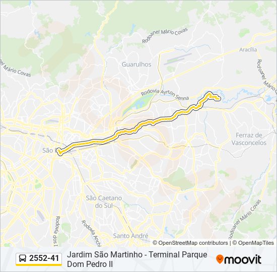 Mapa da linha 2552-41 de ônibus