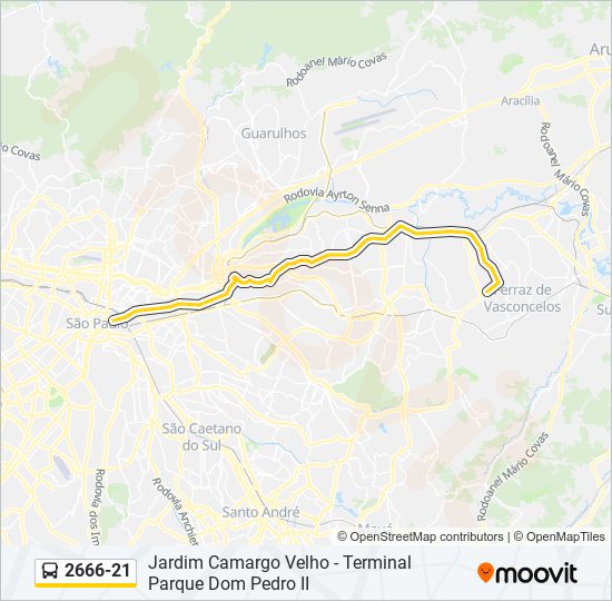Mapa da linha 2666-21 de ônibus