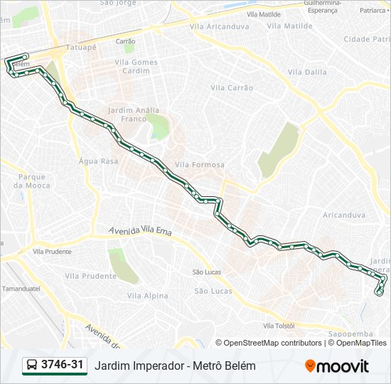 Mapa da linha 3746-31 de ônibus