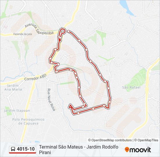 Mapa da linha 4015-10 de ônibus