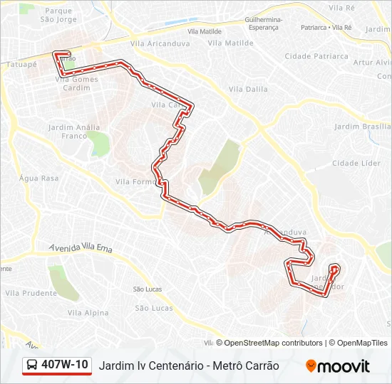 407W-10 Bus Line Map