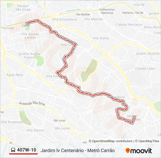 407W-10 Bus Line Map
