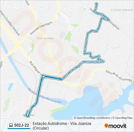 502J-22 Bus Line Map
