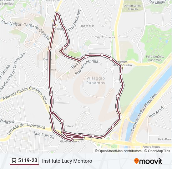 Mapa da linha 5119-23 de ônibus