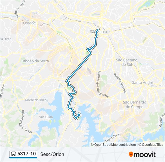 Mapa da linha 5317-10 de ônibus