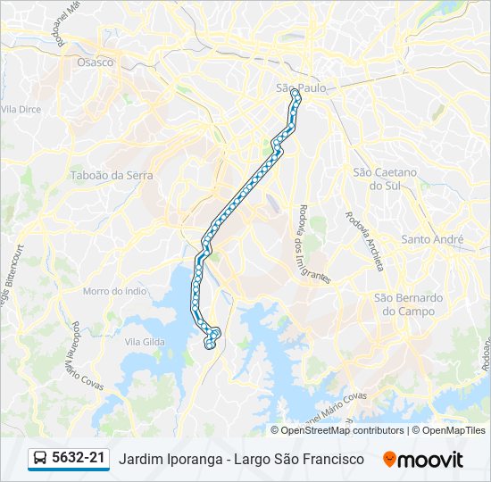 Mapa da linha 5632-21 de ônibus