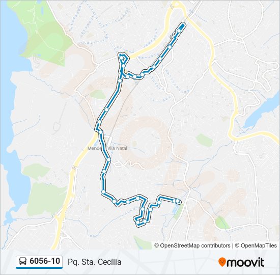 Mapa da linha 6056-10 de ônibus