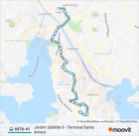 Mapa da linha 6076-41 de ônibus