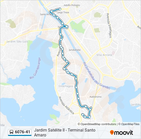 Mapa da linha 6076-41 de ônibus