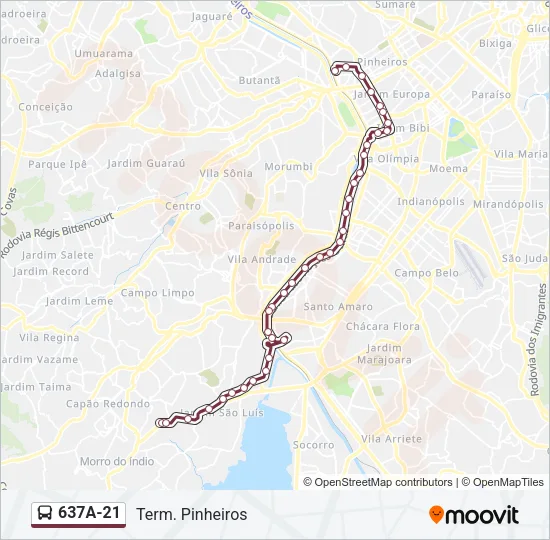 637A-21 Bus Line Map