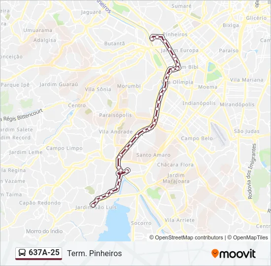 637A-25 Bus Line Map
