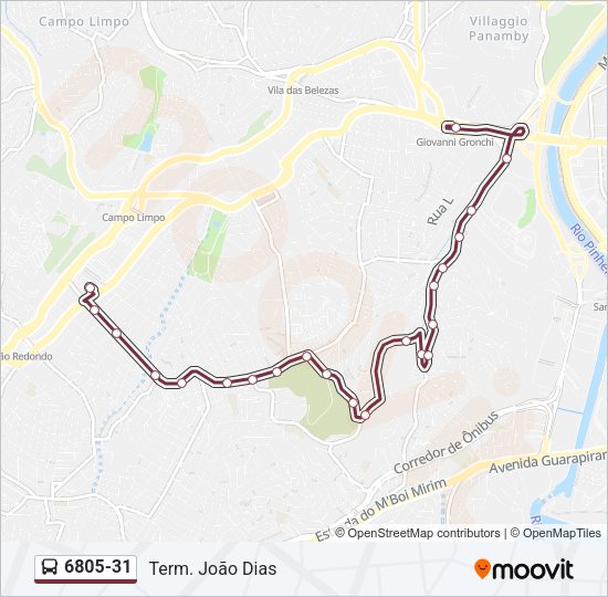 Mapa da linha 6805-31 de ônibus