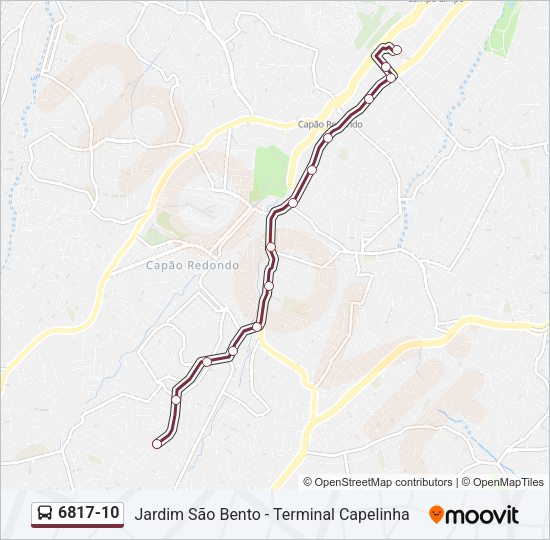 Mapa da linha 6817-10 de ônibus