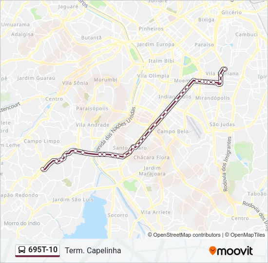 695T-10 Bus Line Map