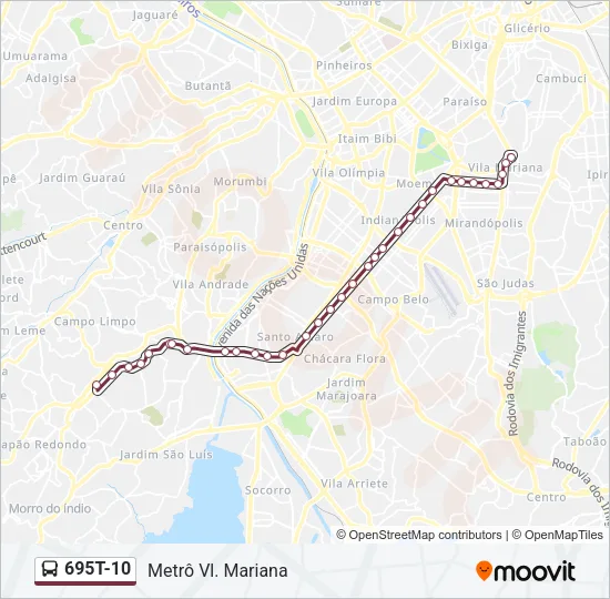 695T-10 Bus Line Map