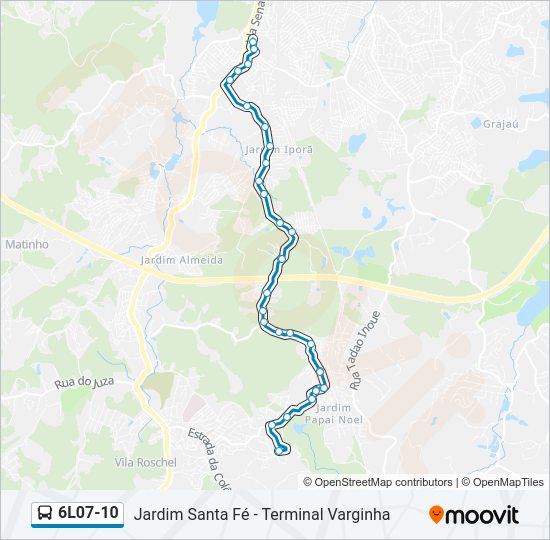 Mapa da linha 6L07-10 de ônibus