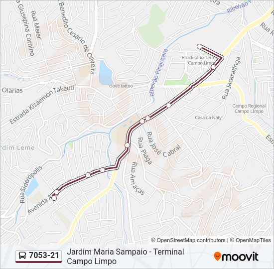 Mapa de 7053-21 de autobús