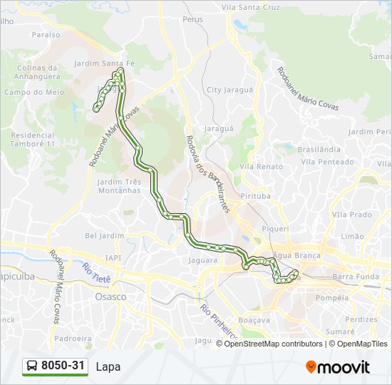 Mapa da linha 8050-31 de ônibus