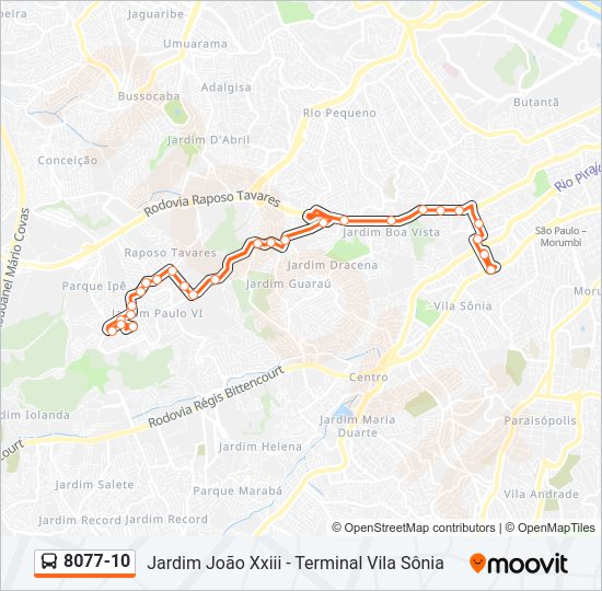 Mapa de 8077-10 de autobús