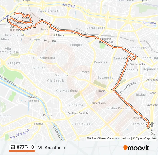 877T-10 Bus Line Map