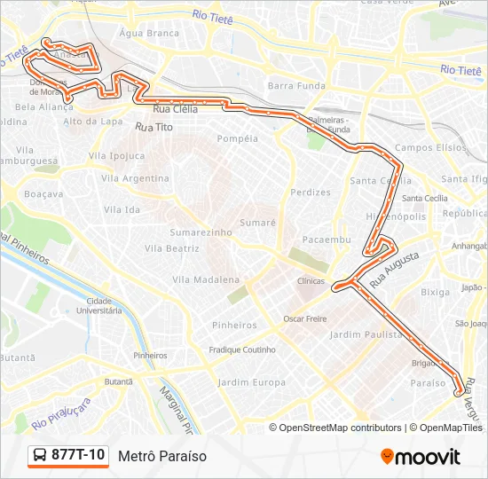 877T-10 Bus Line Map