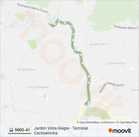 Mapa da linha 9005-41 de ônibus