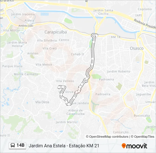 14B Bus Line Map