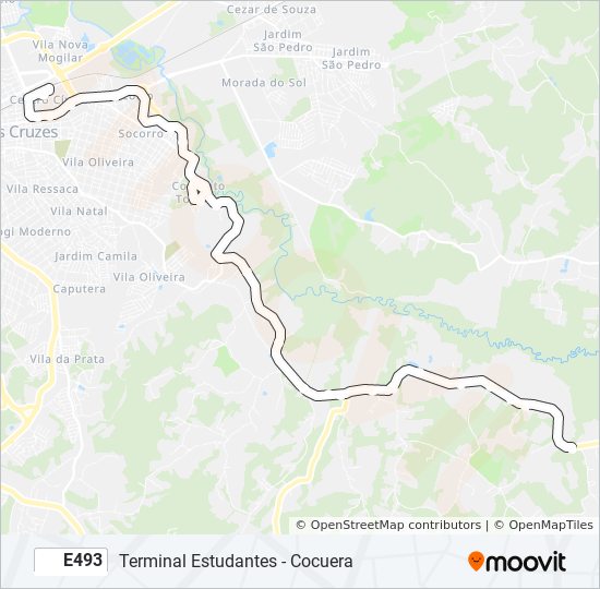 Mapa da linha E493 de ônibus