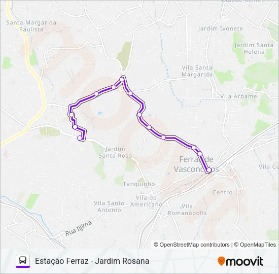 FV 005 ESTAÇÃO FERRAZ - JARDIM ROSANA Bus Line Map
