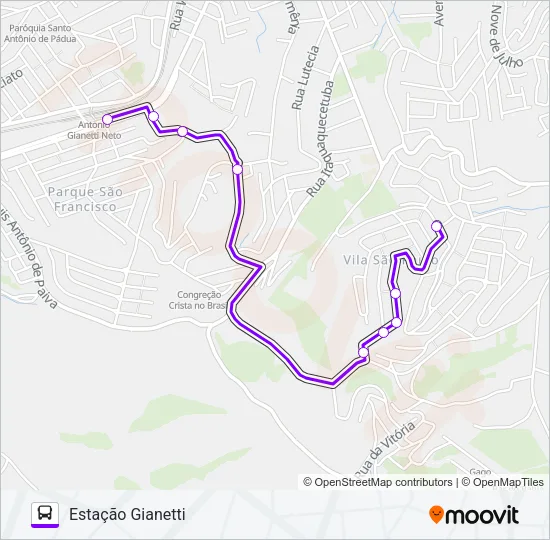 FV 007 ESTAÇÃO GIANETTI / VILA SÃO PAULO Bus Line Map